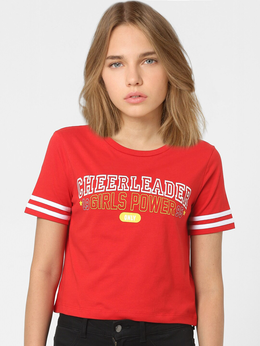 

ONLY Women Red & White Typography Printed T-shirt