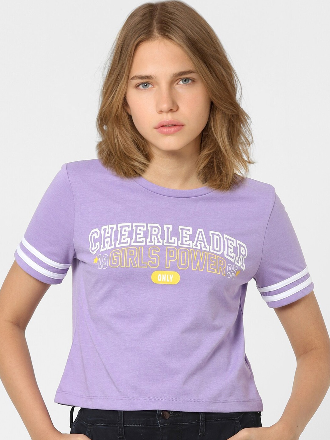 

ONLY Women Purple Typography Printed T-shirt
