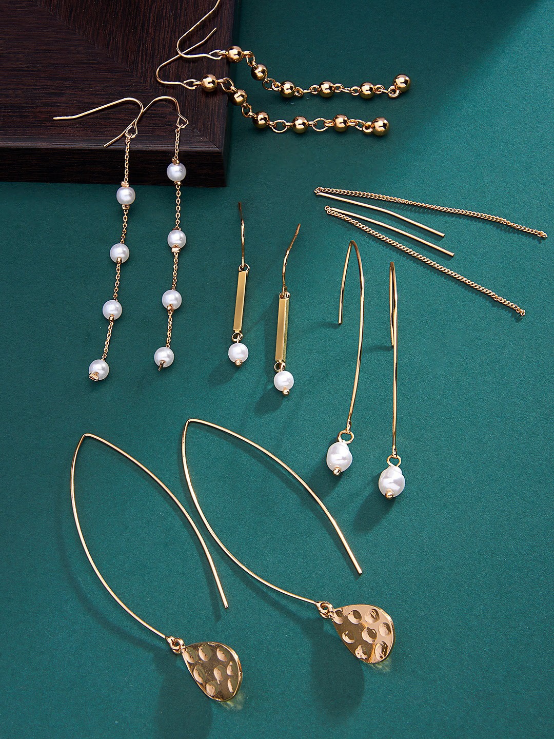 

AMI Gold-Plated Contemporary Drop Earrings Set Of 6