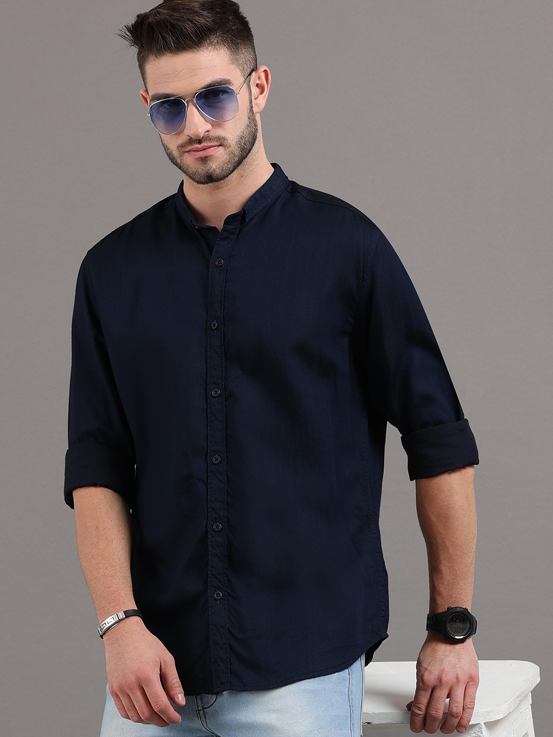 

HERE&NOW Men Navy Blue men Slim Fit Casual Shirt