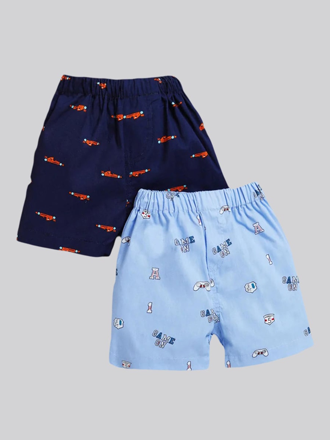 

The Magic Wand Boys Navy Blue Printed Pure Cotton Shorts Pack Of 2