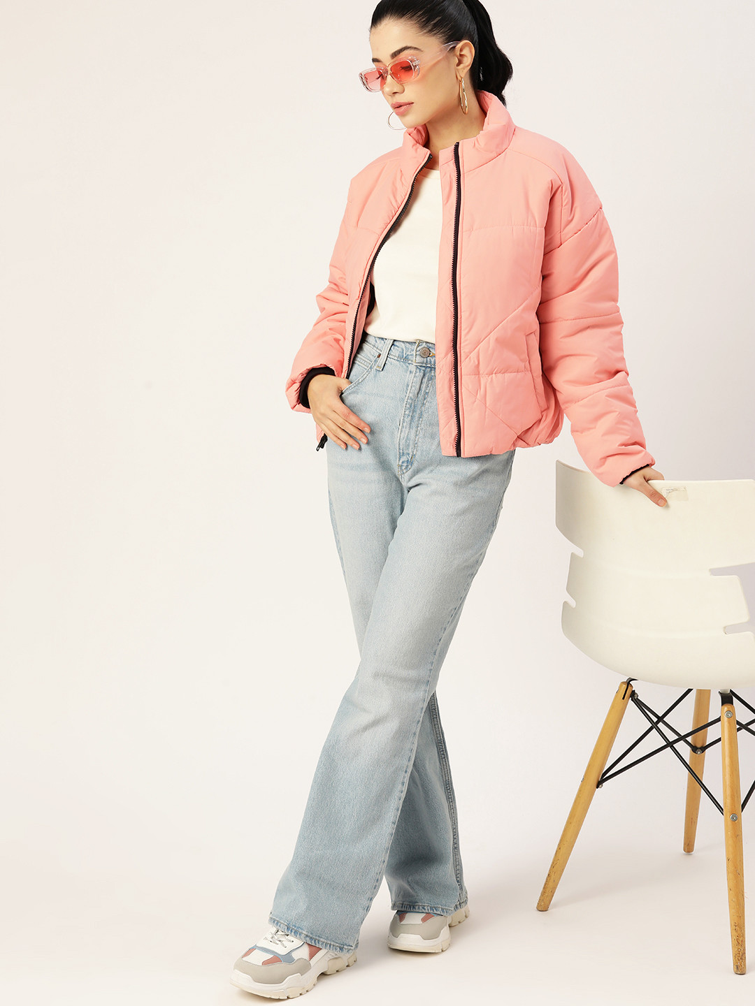 

DressBerry Women Peach-Coloured Solid Puffer Jacket