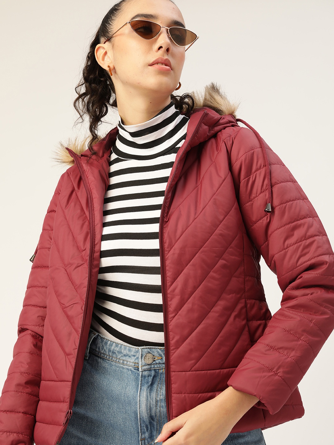 

DressBerry Women Maroon Padded Parka Jacket