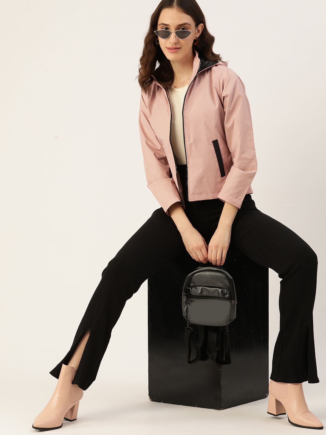 

Dressberry Women Pink Hooded Tailored Jacket