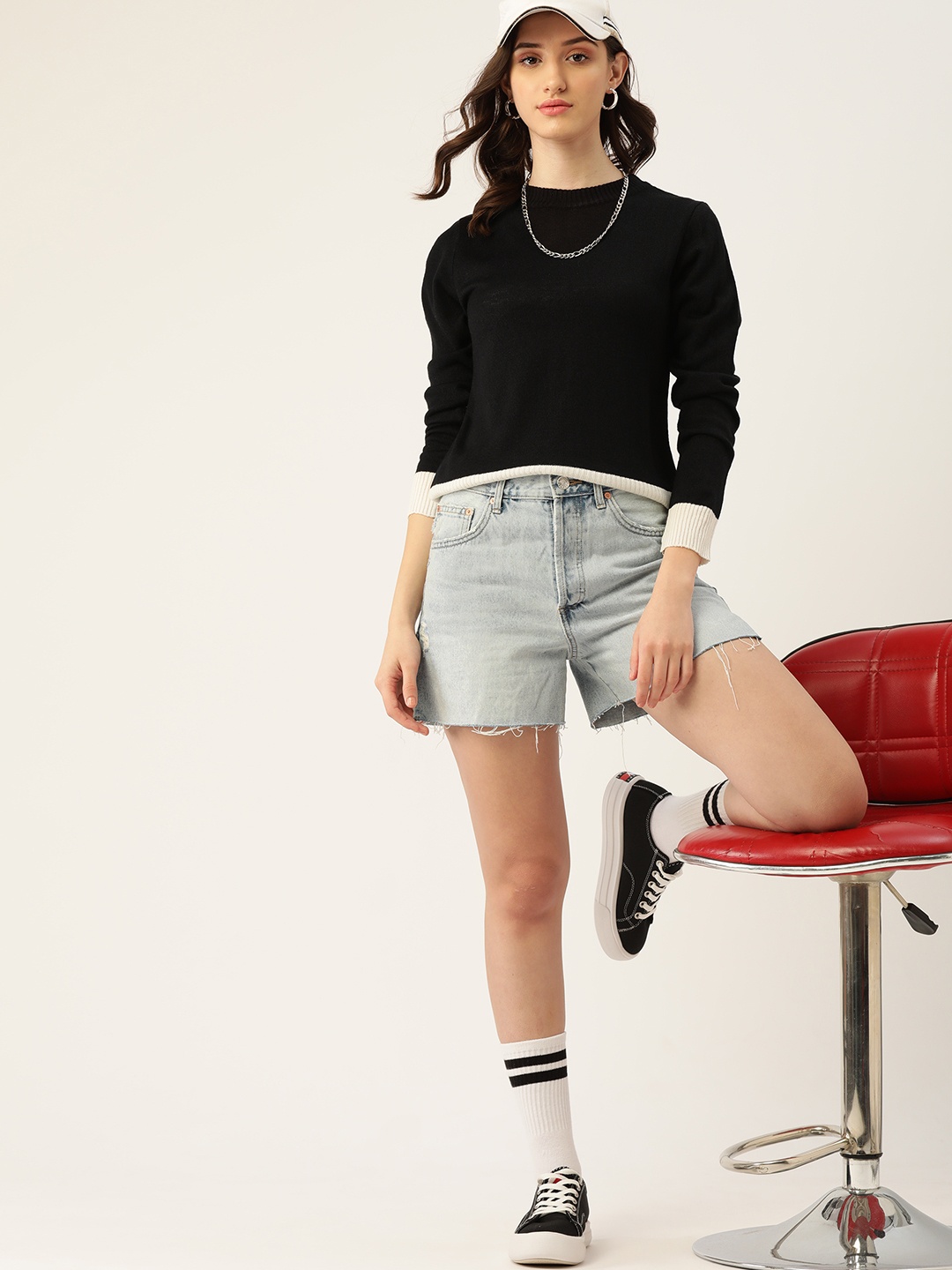 

DressBerry Women Black Solid Pullover