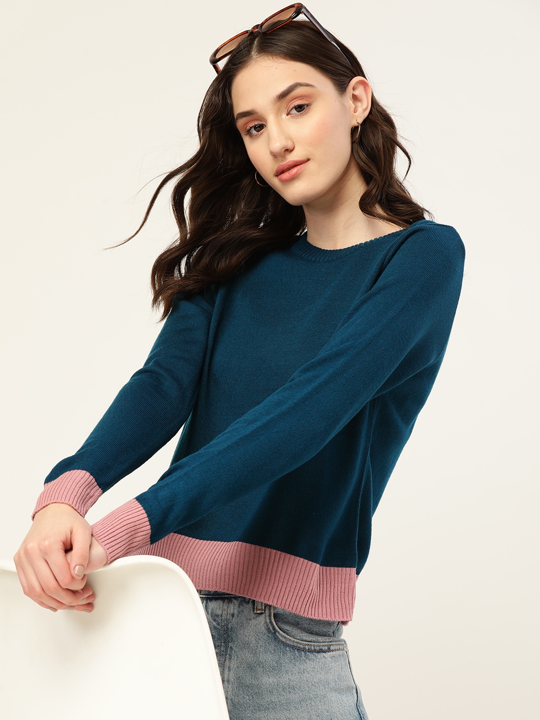 

Dressberry Women Solid Pullover Sweater, Teal