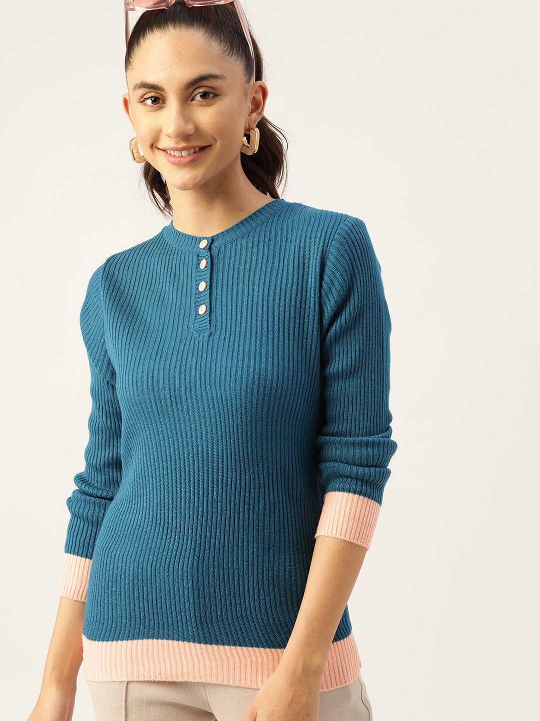 

DressBerry Women Teal Blue Pullover