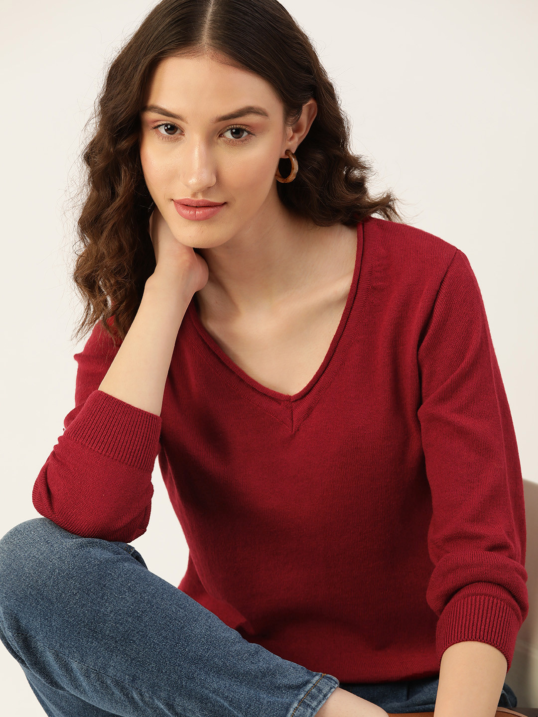 

DressBerry Women Maroon Solid Pullover