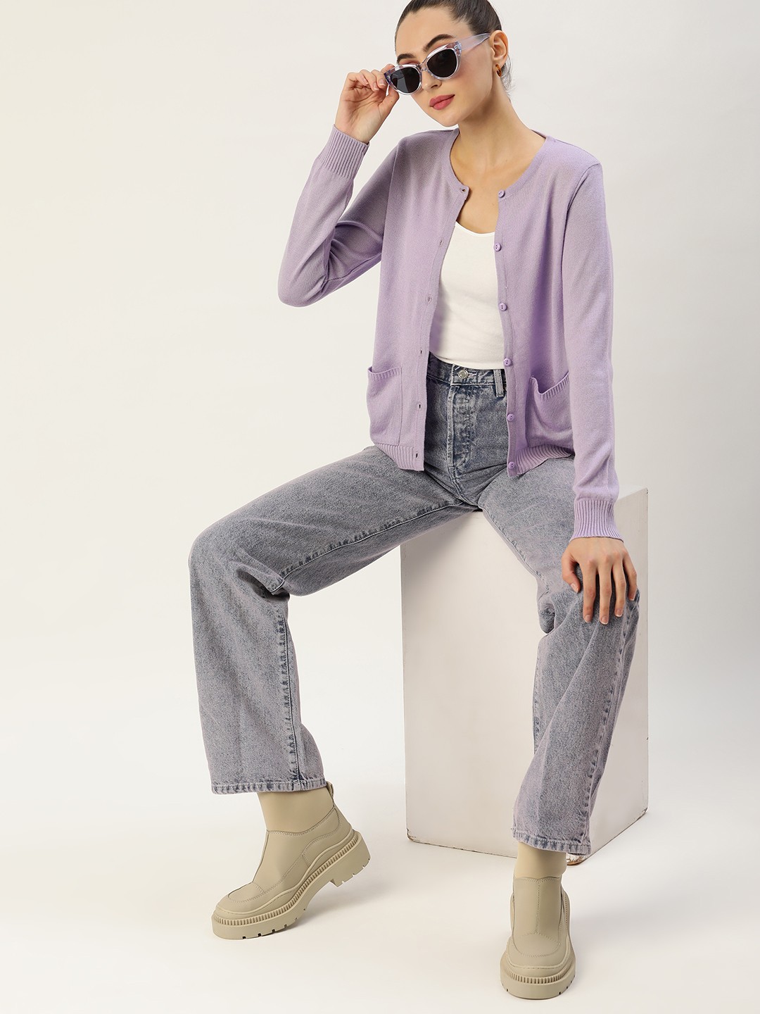 

DressBerry Women Lavender Cardigan