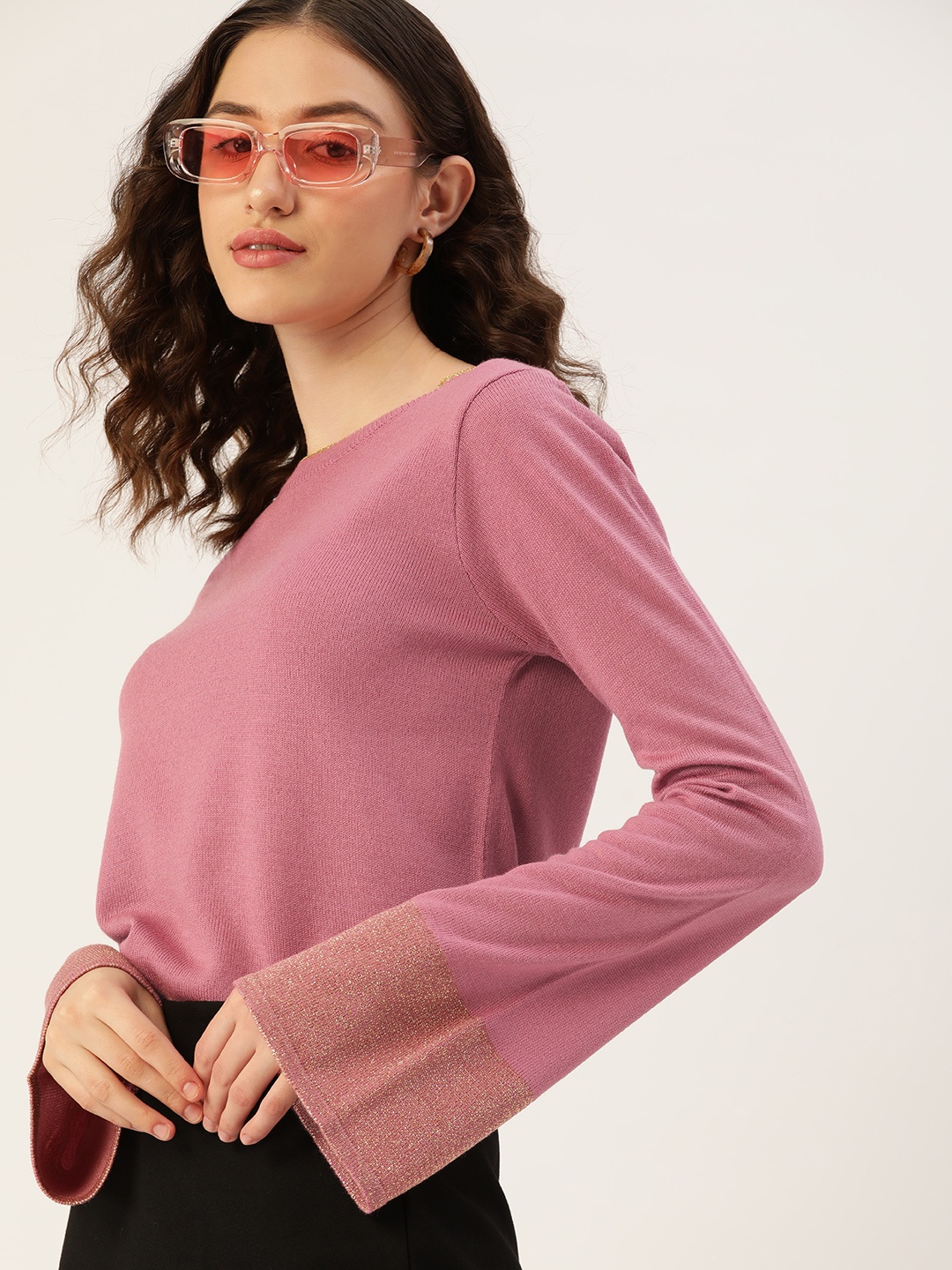 

DressBerry Women Pink Solid Pullover