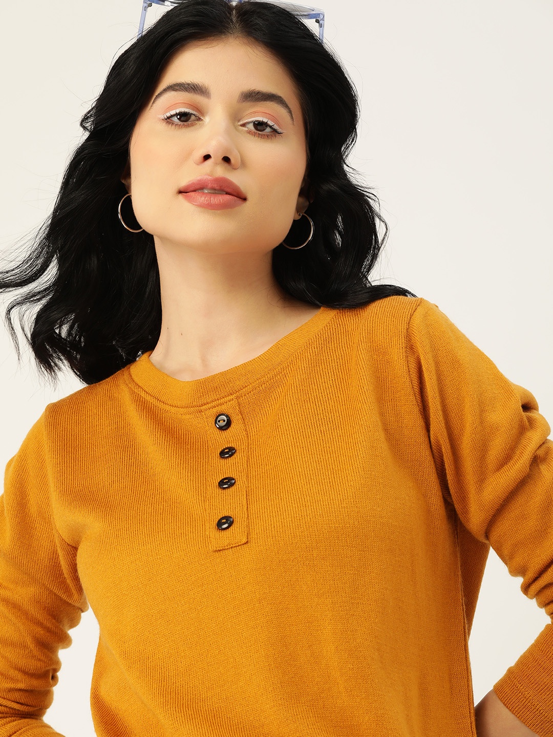 

DressBerry Women Mustard Crop Pullover