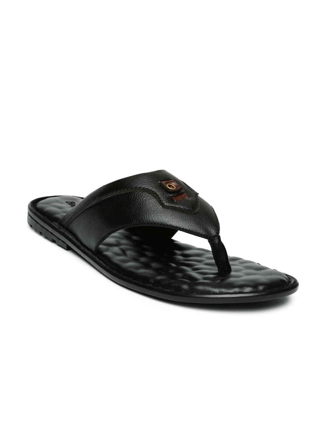 

San Frissco Men Black Leather Sandals