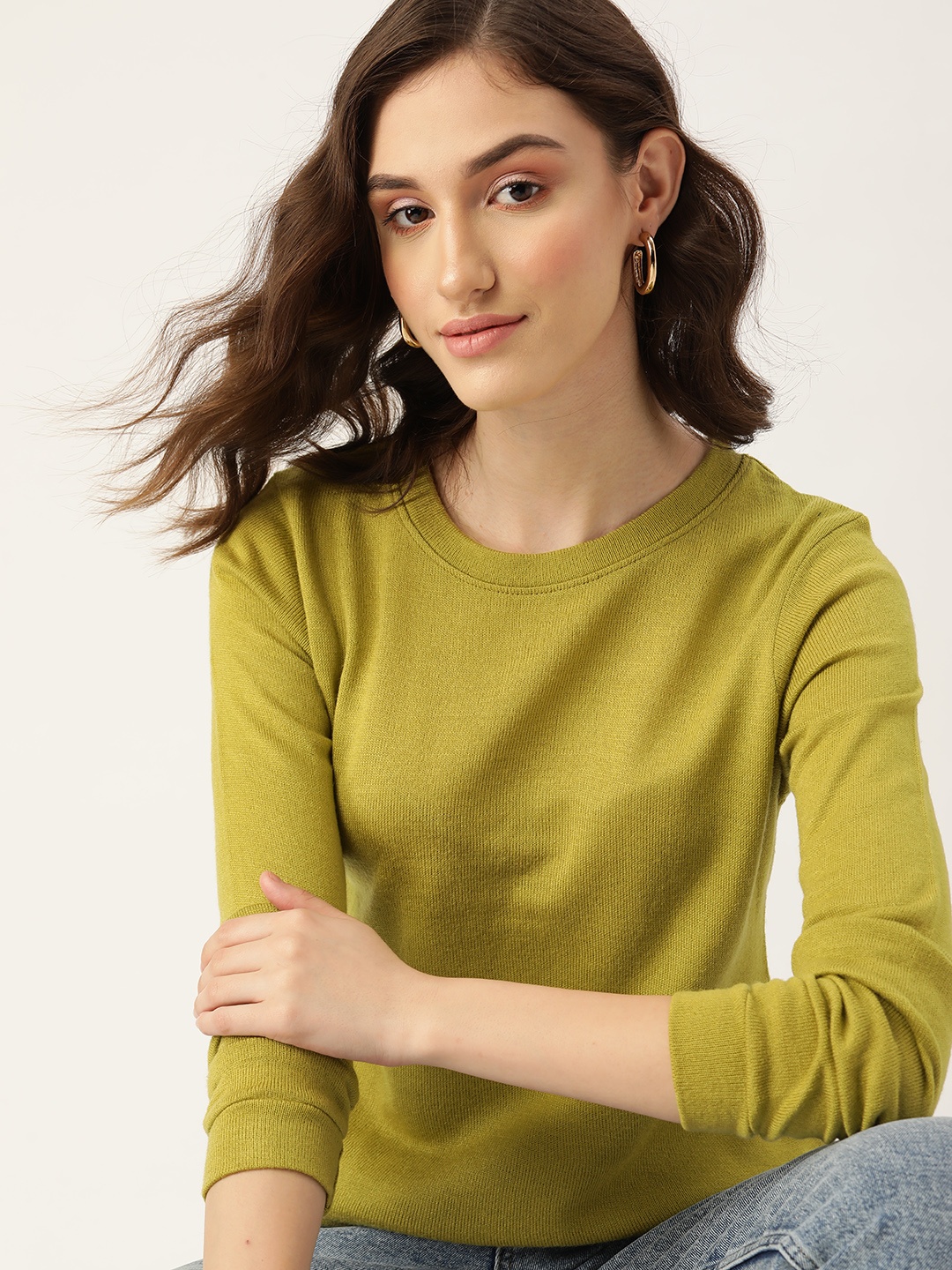 

DressBerry Women Lime Green Solid Pullover