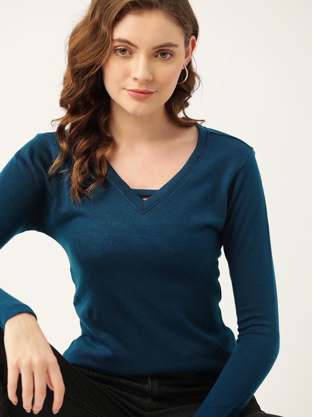 

DressBerry Women Navy Blue Solid Pullover