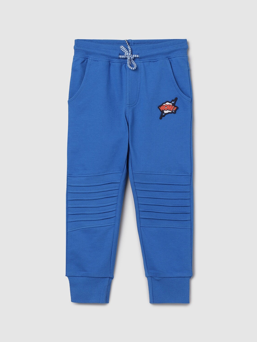 

max Boys Blue Solid Pure Cotton Track Pants