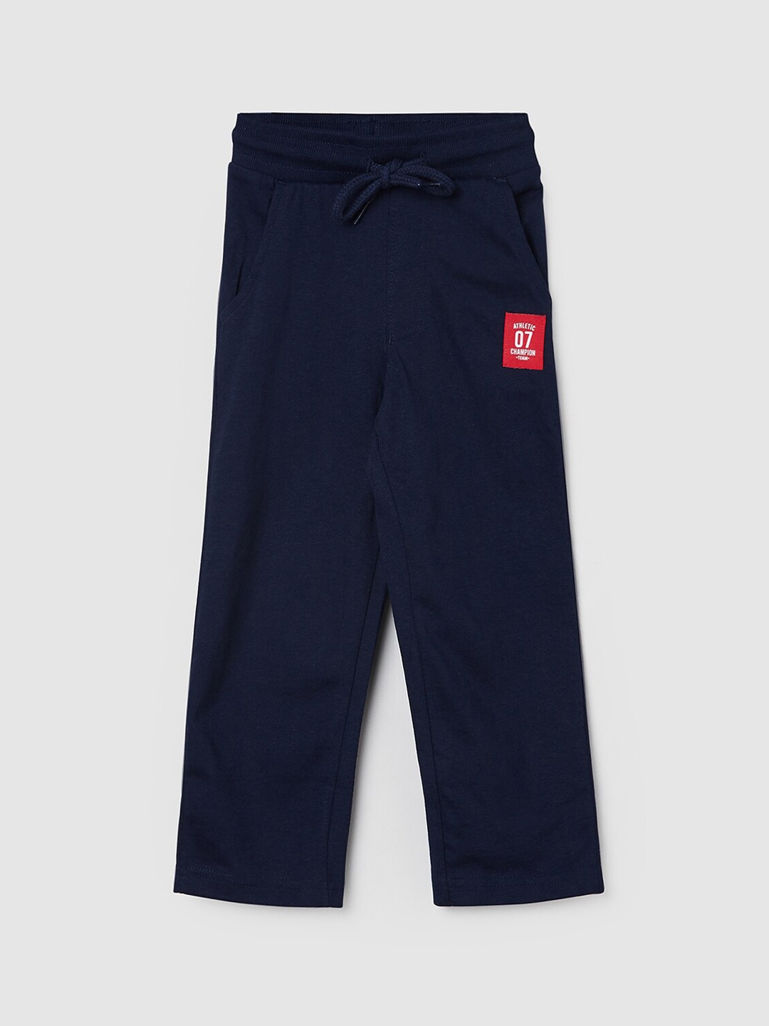 

max Boys Navy Blue Solid Pure Cotton Track Pants