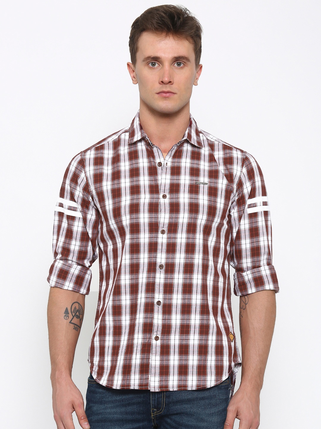 

Indigo Nation Street Men Maroon & White Checked Casual Shirt
