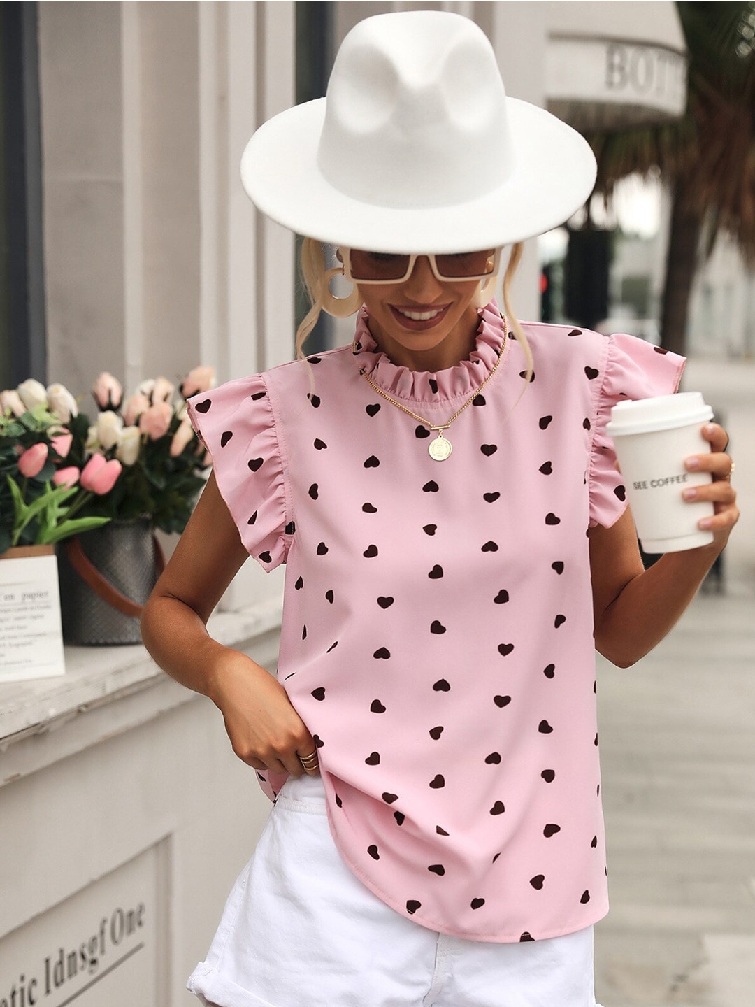 

StyleCast Pink Printed High Neck Top