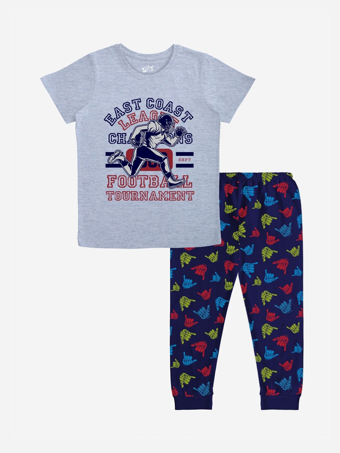 

x2o Boys Grey & Blue Printed T-shirt with Pyjamas