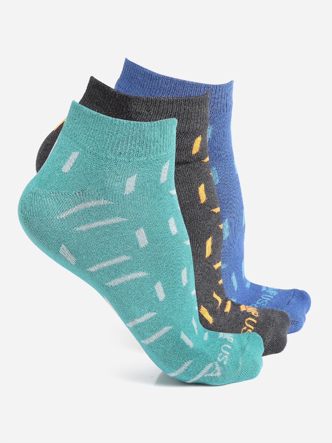 

JUMP USA Men Pack Of 3 Assorted Above Ankle-Length Socks