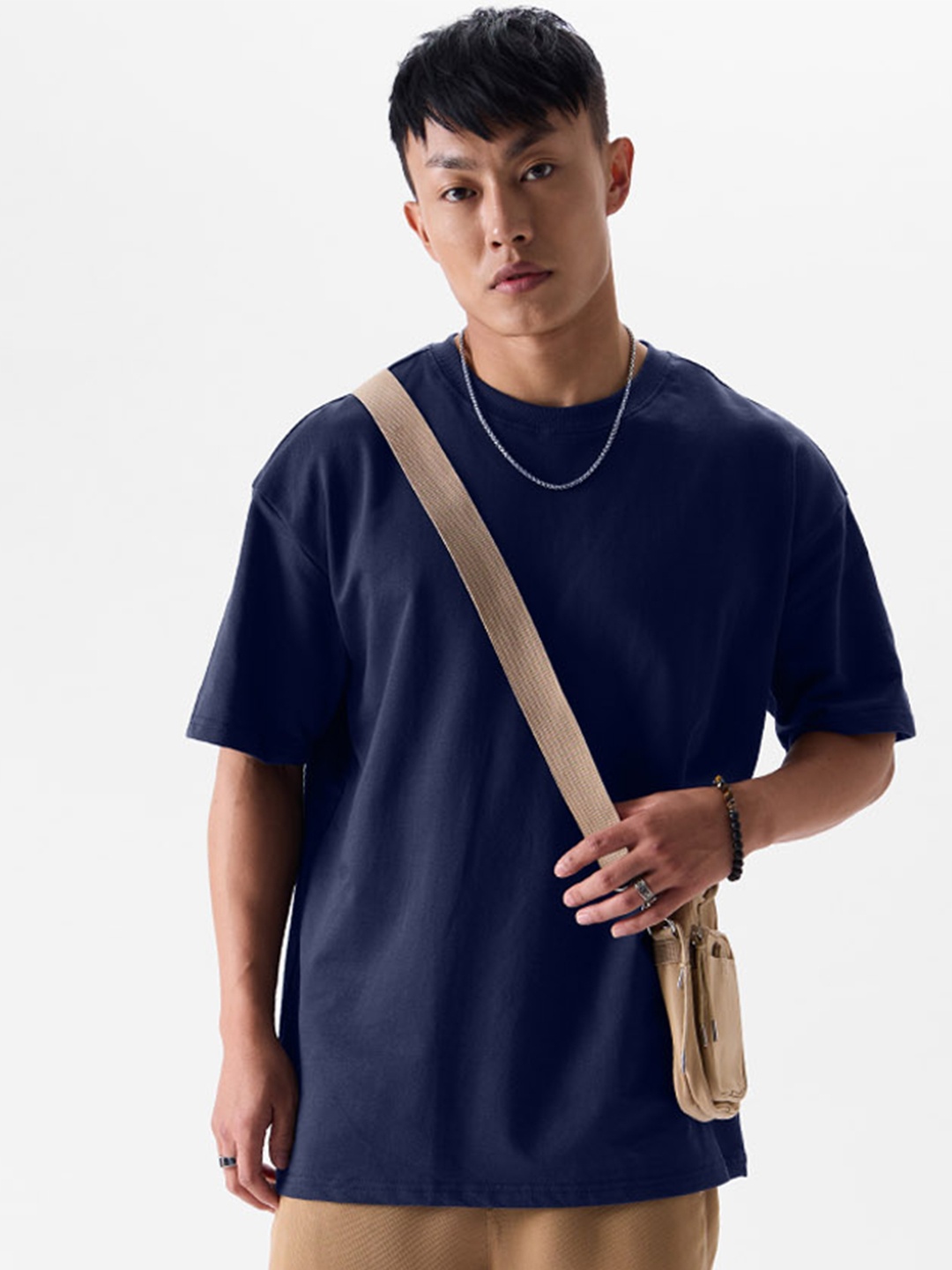 

The souled store Solids: Navy (Oversized) Navy Blue Oversized T-Shirts