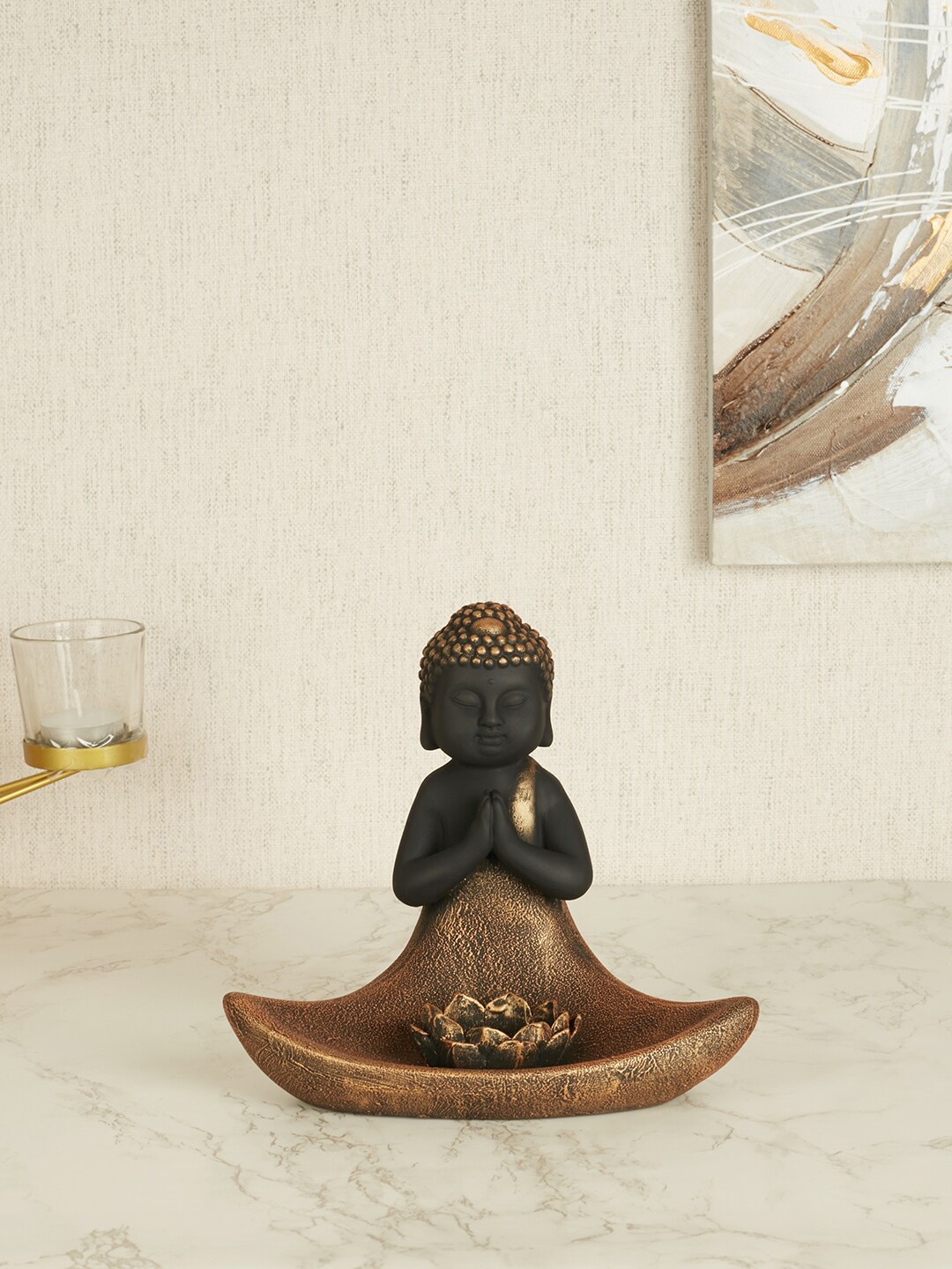 

HomeTown Gold-Toned & Black Buddha Showpiece