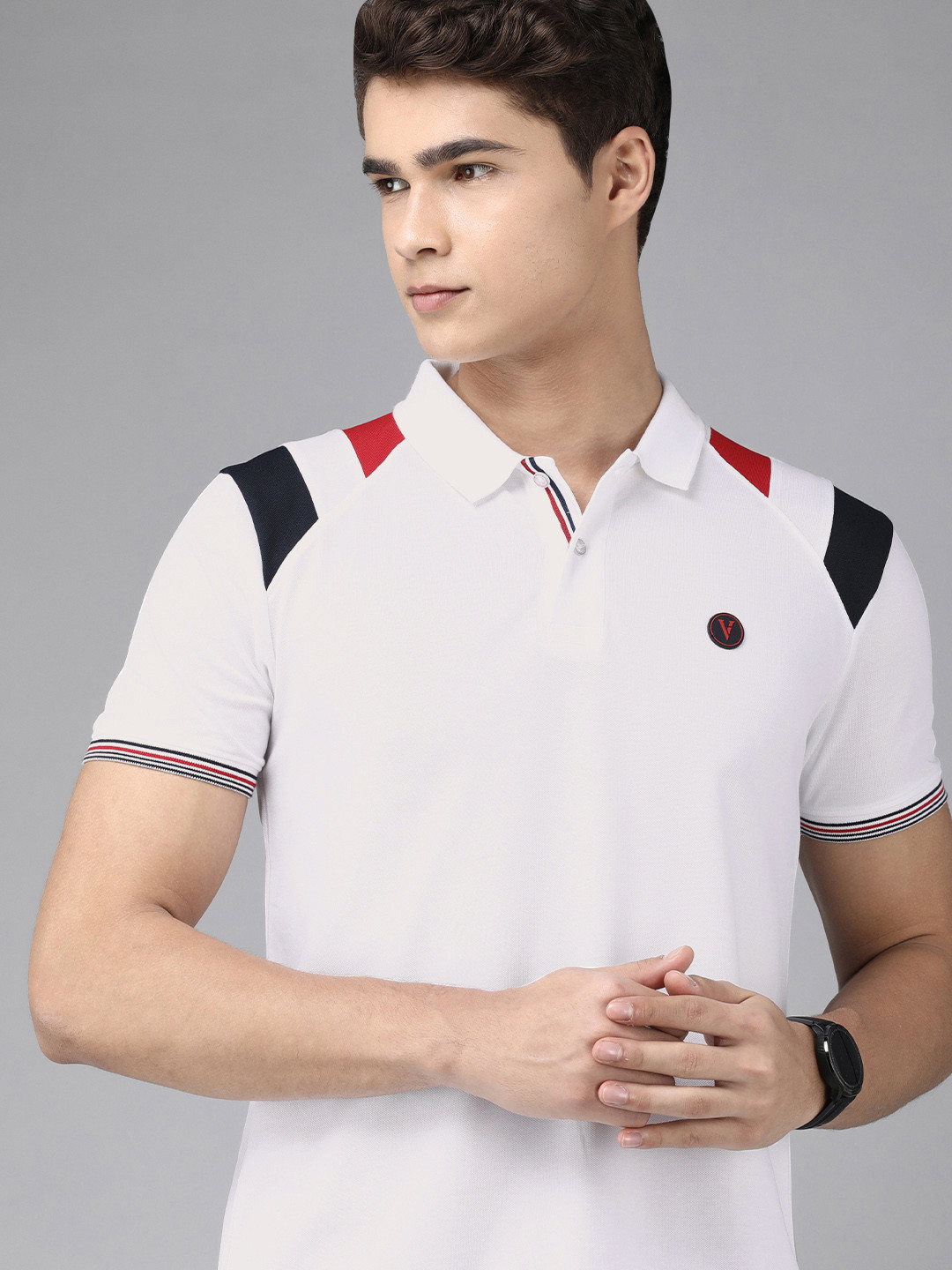

Van Heusen Sport Men White Print Detail Polo Collar Slim Fit T-shirt