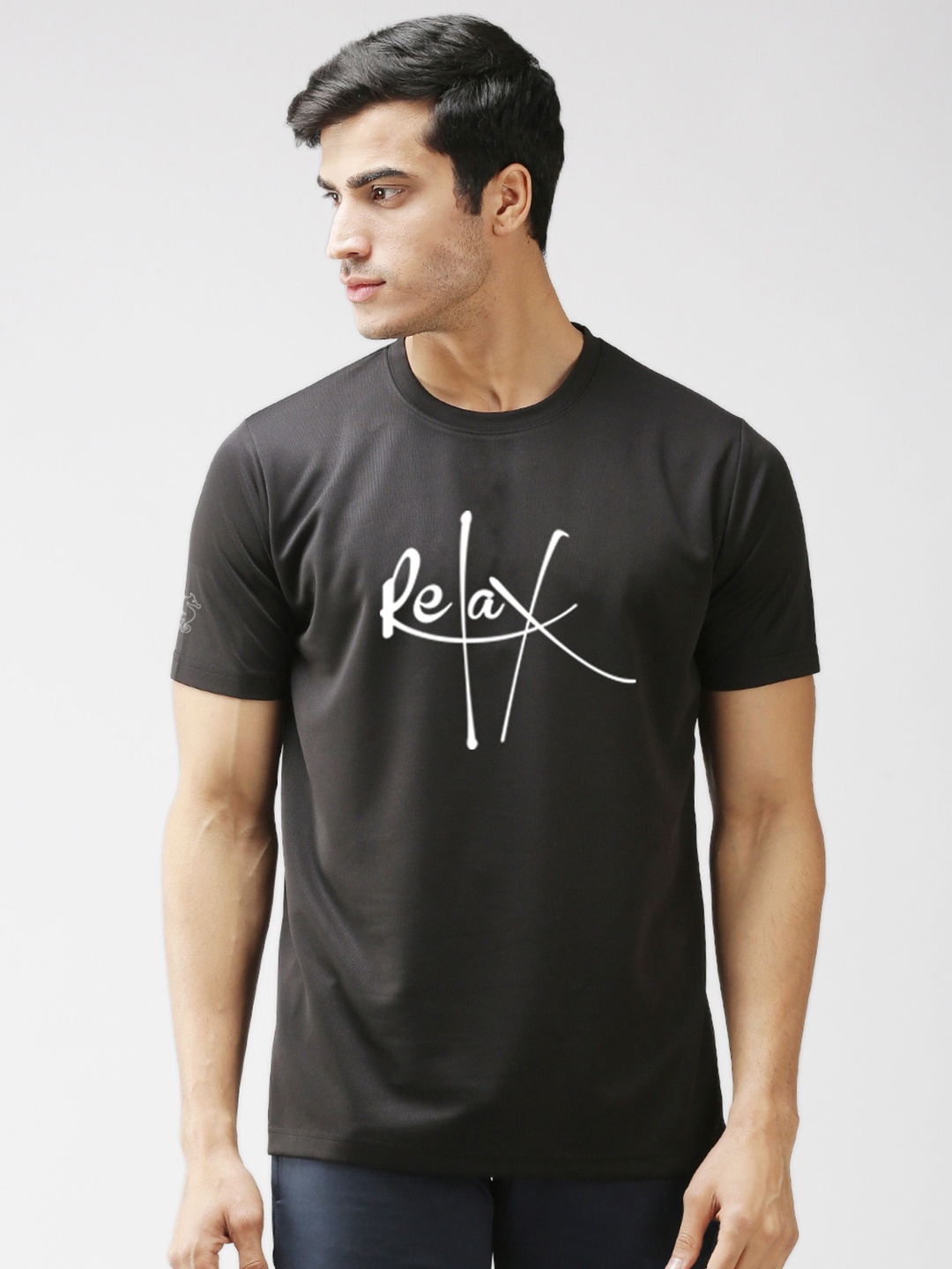

EPPE Men Black Typography Printed Dry-Fit Sports T-shirt