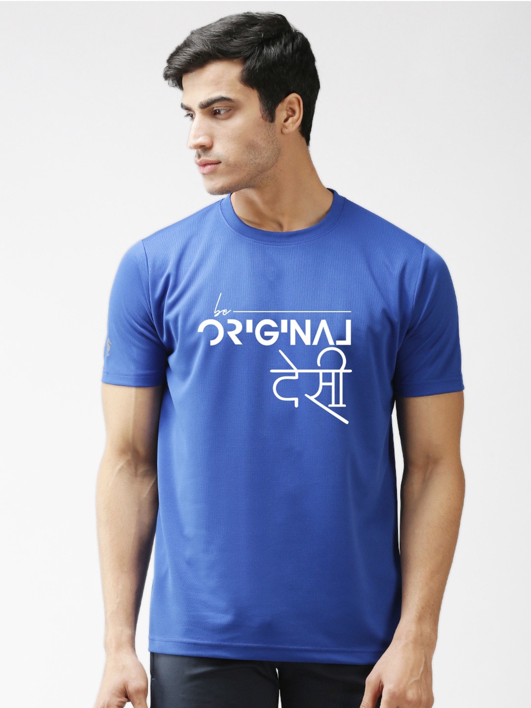 

EPPE Men Blue Typography Printed Dry-Fit Sports T-shirt