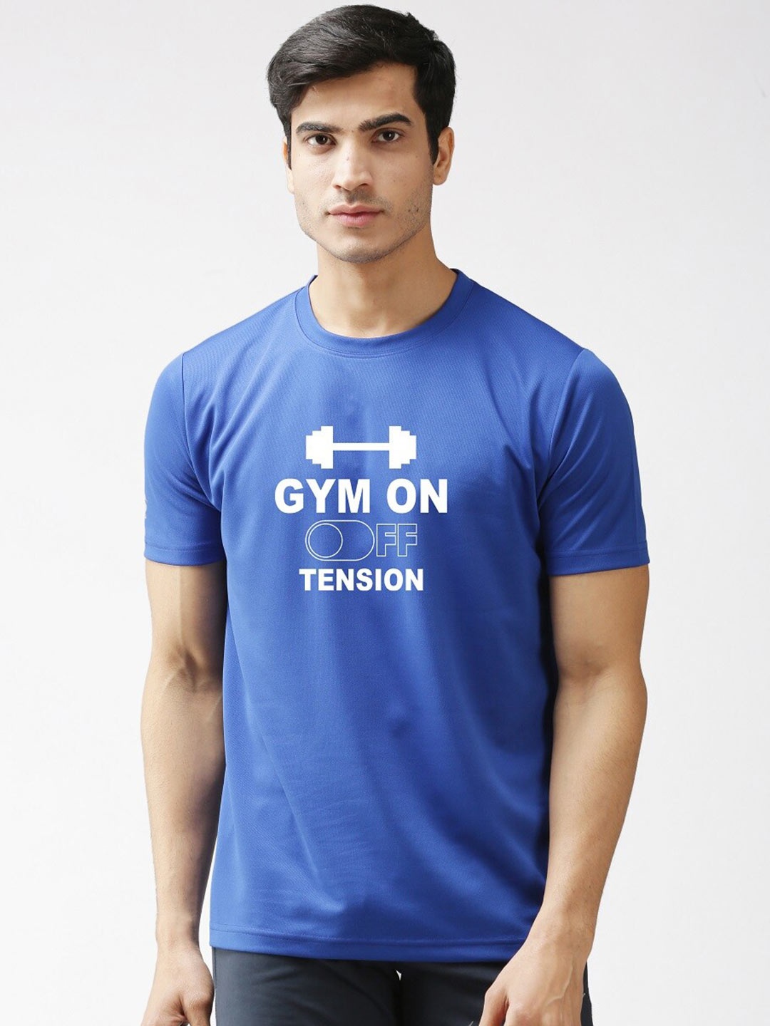 

EPPE Men Blue Typography Printed Dry-Fit Sports T-shirt