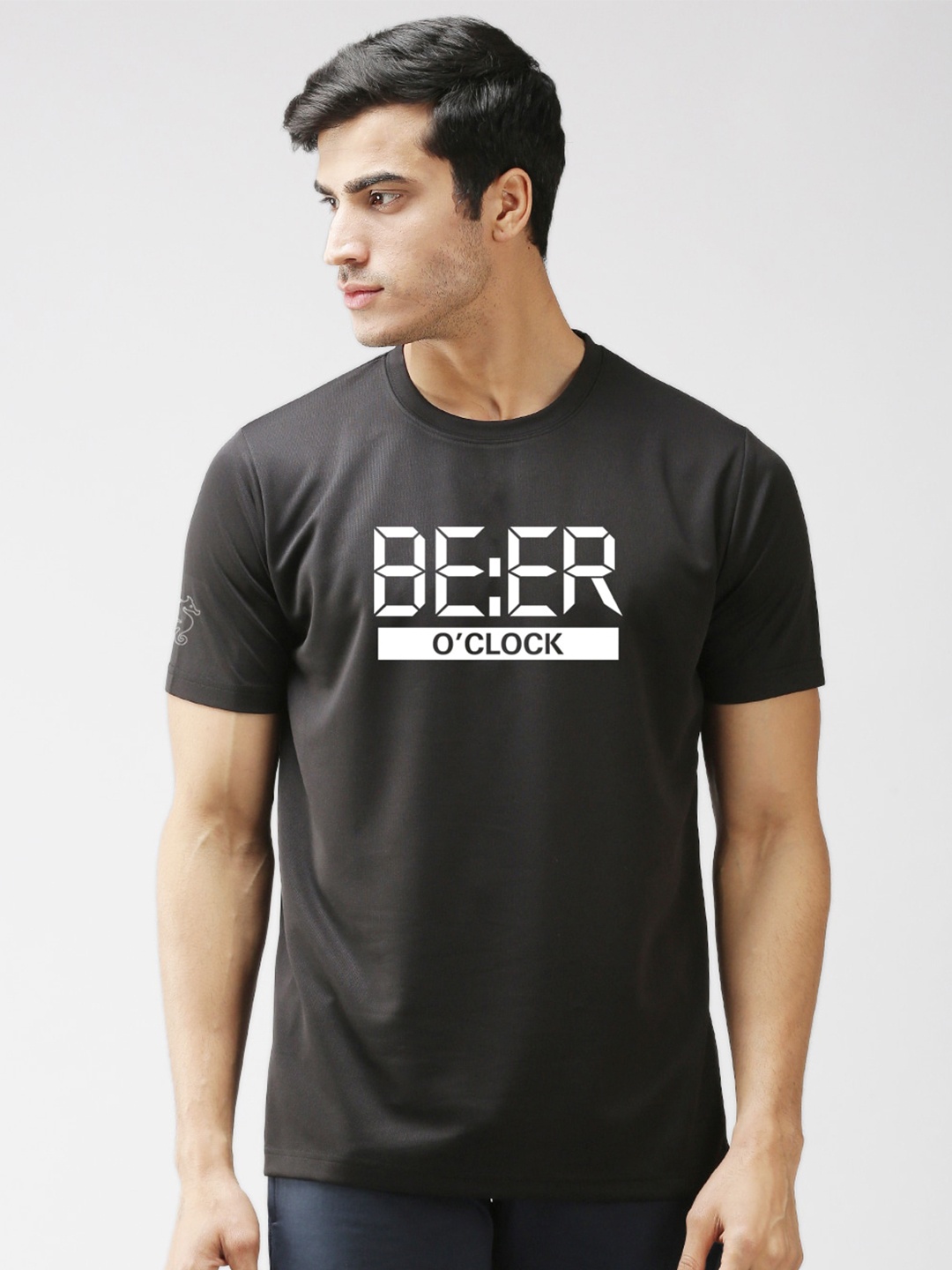 

EPPE Men Black Typography Printed Sports T-shirt