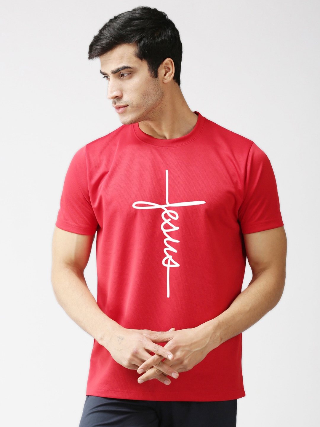 

EPPE Men Red Typography Printed Sports T-shirt