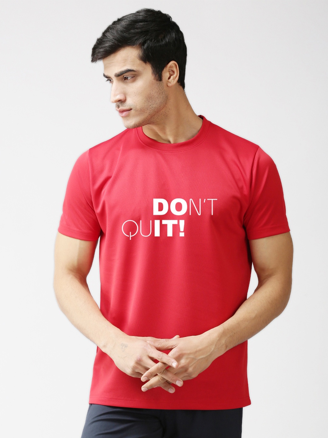 EPPE Men Red Typography Printed Sports T-shirt