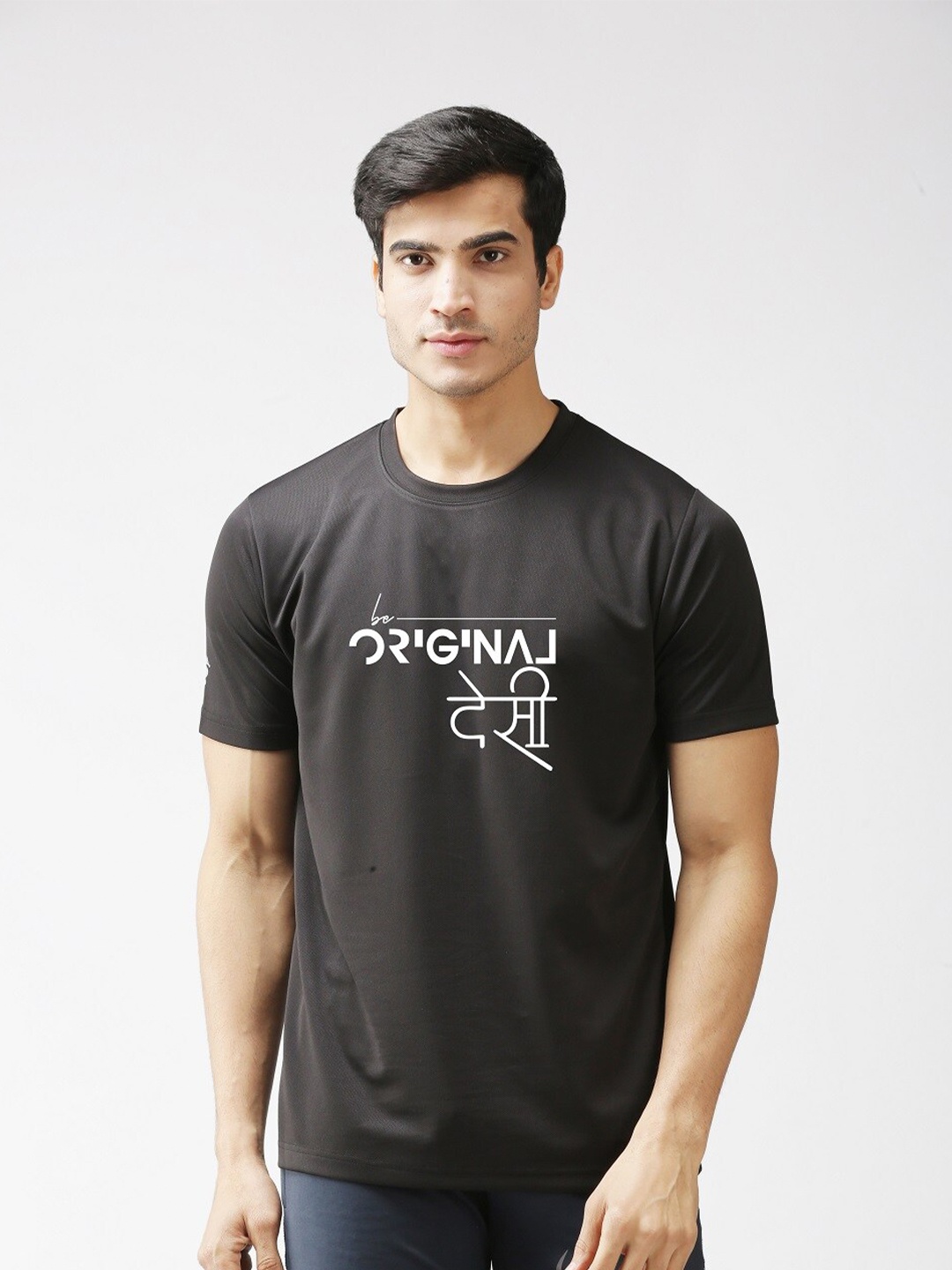 EPPE Men Black Typography Printed Sports T-shirt