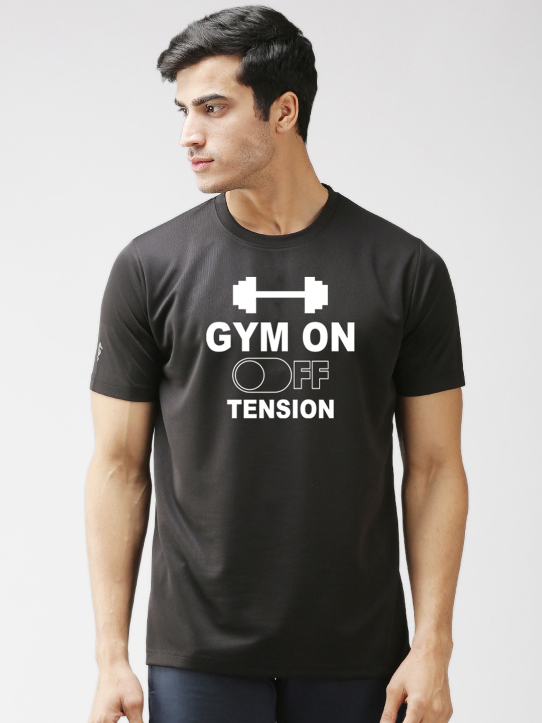 EPPE Men Black Typography Printed Sports T-shirt