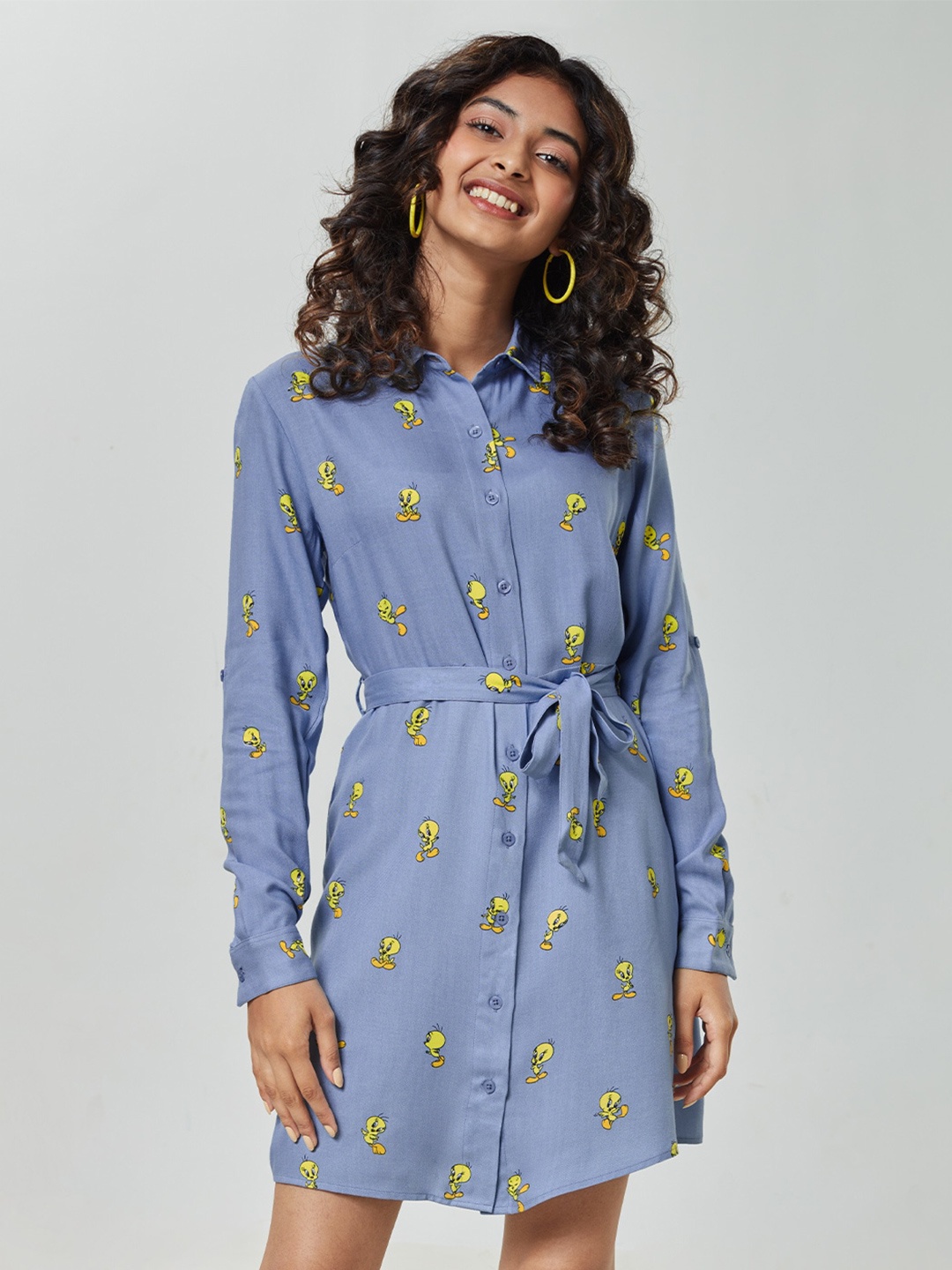 

The Souled Store Women Lavender Floral Shirt Dress
