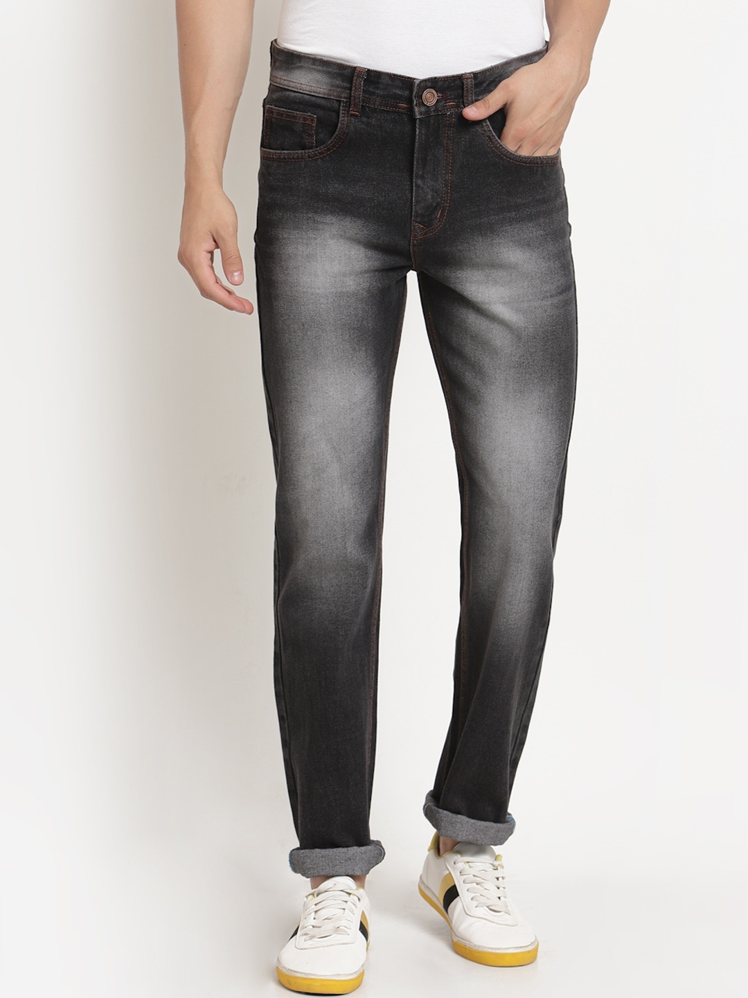 

FEVER Men Grey Straight Fit Heavy Fade Denim Jeans