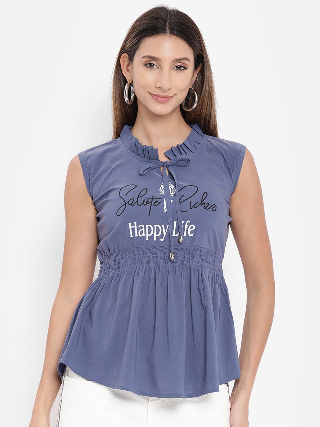 

V2 Value & Variety Women Blue Print A-line Top