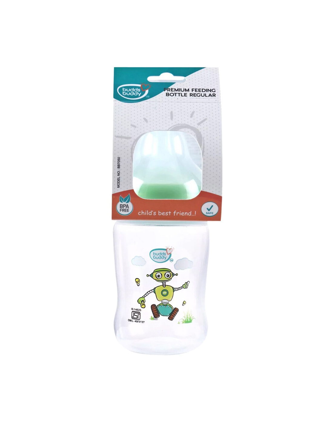 

BUDDSBUDDY Kids Green & Transparent Feeding Bottle