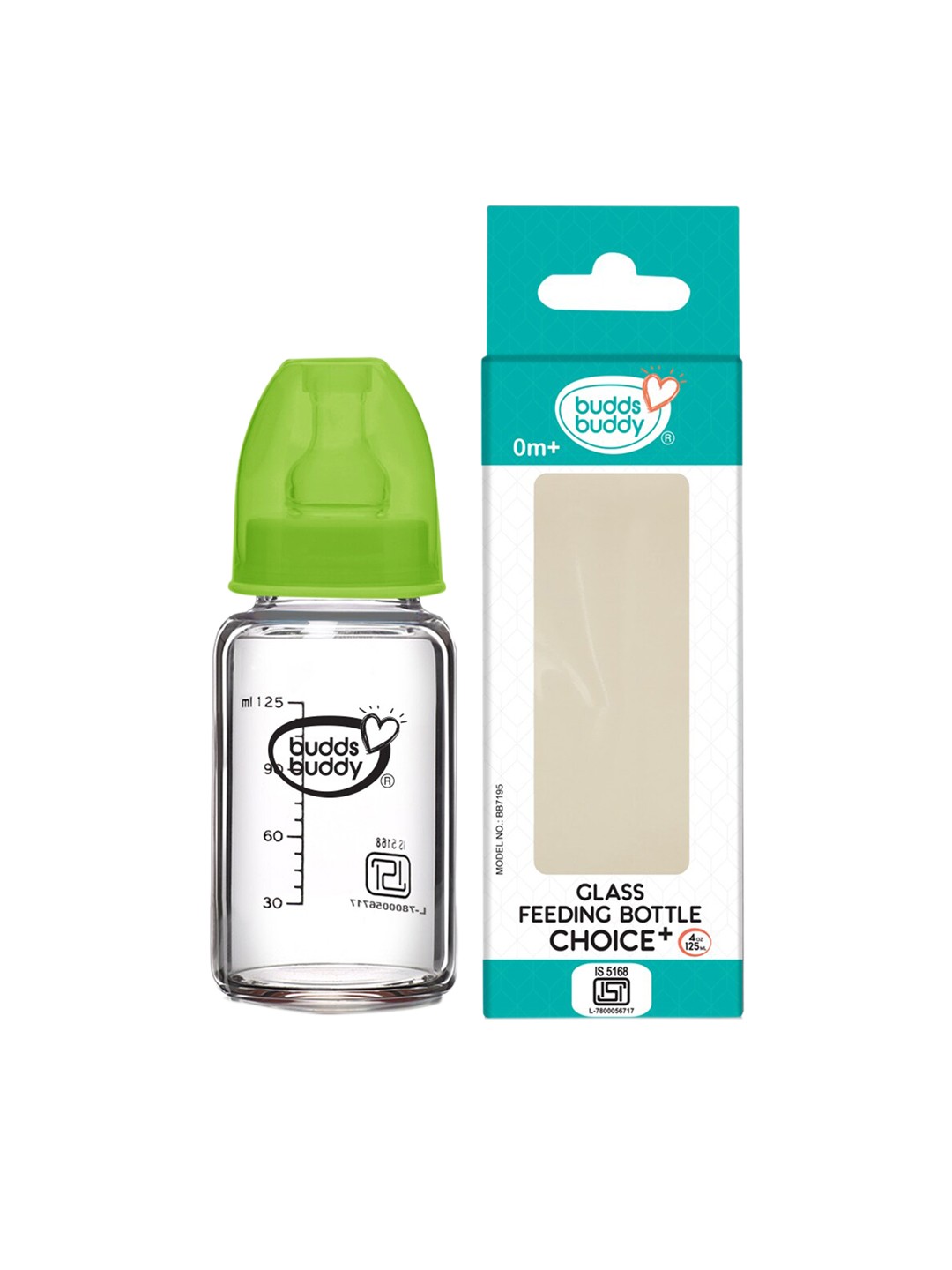 

BUDDSBUDDY Kids Green & Transparent Glass Feeding Bottle
