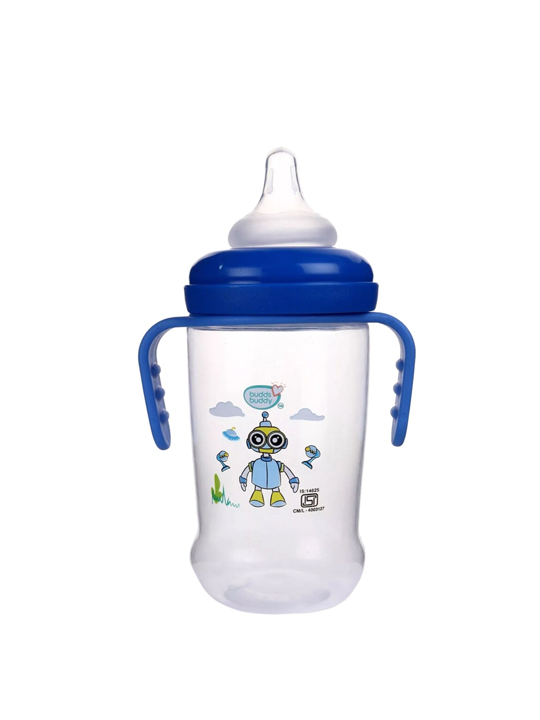 

BUDDSBUDDY Blue Feeding Bottle with Handle 250 Ml