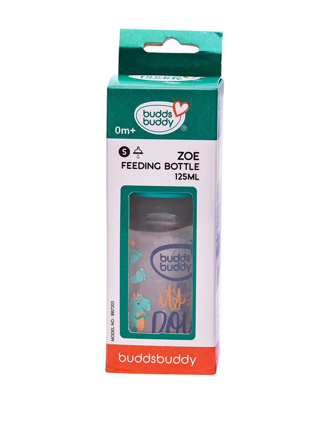 

BUDDSBUDDY Infant Kids White & Green Printed Regular Neck Feeding Bottle 125ml