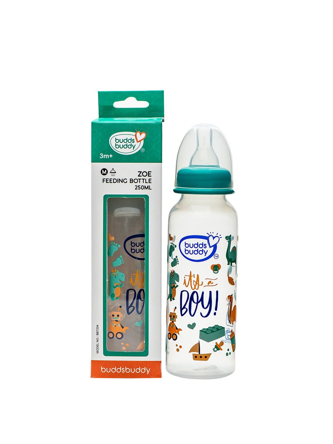 

BUDDSBUDDY Green & Transparent Printed Regular Neck Baby Feeding Bottle-250ml