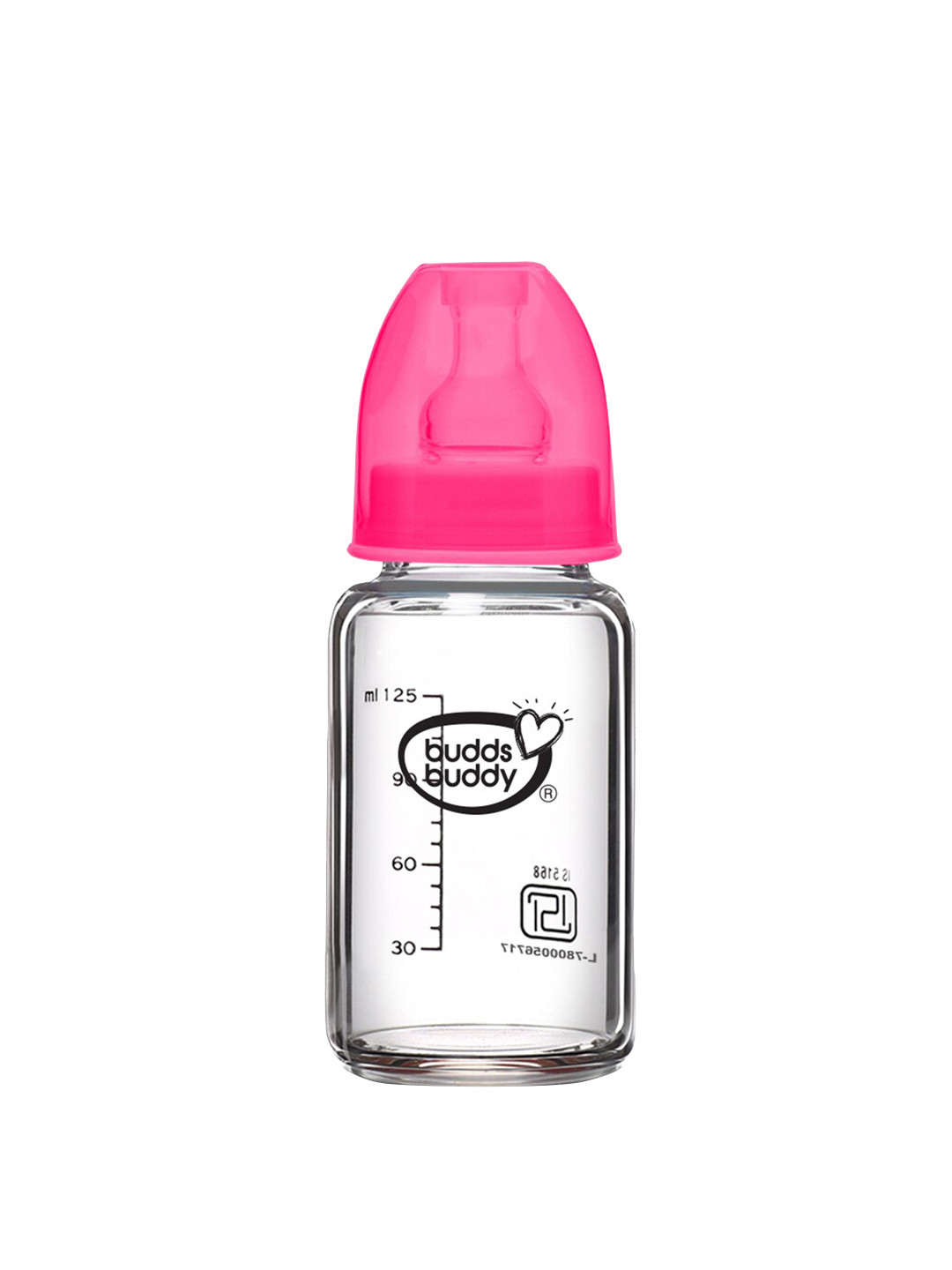 

BUDDSBUDDY Pink Glass Printed Baby Feeding Bottle- 125ml