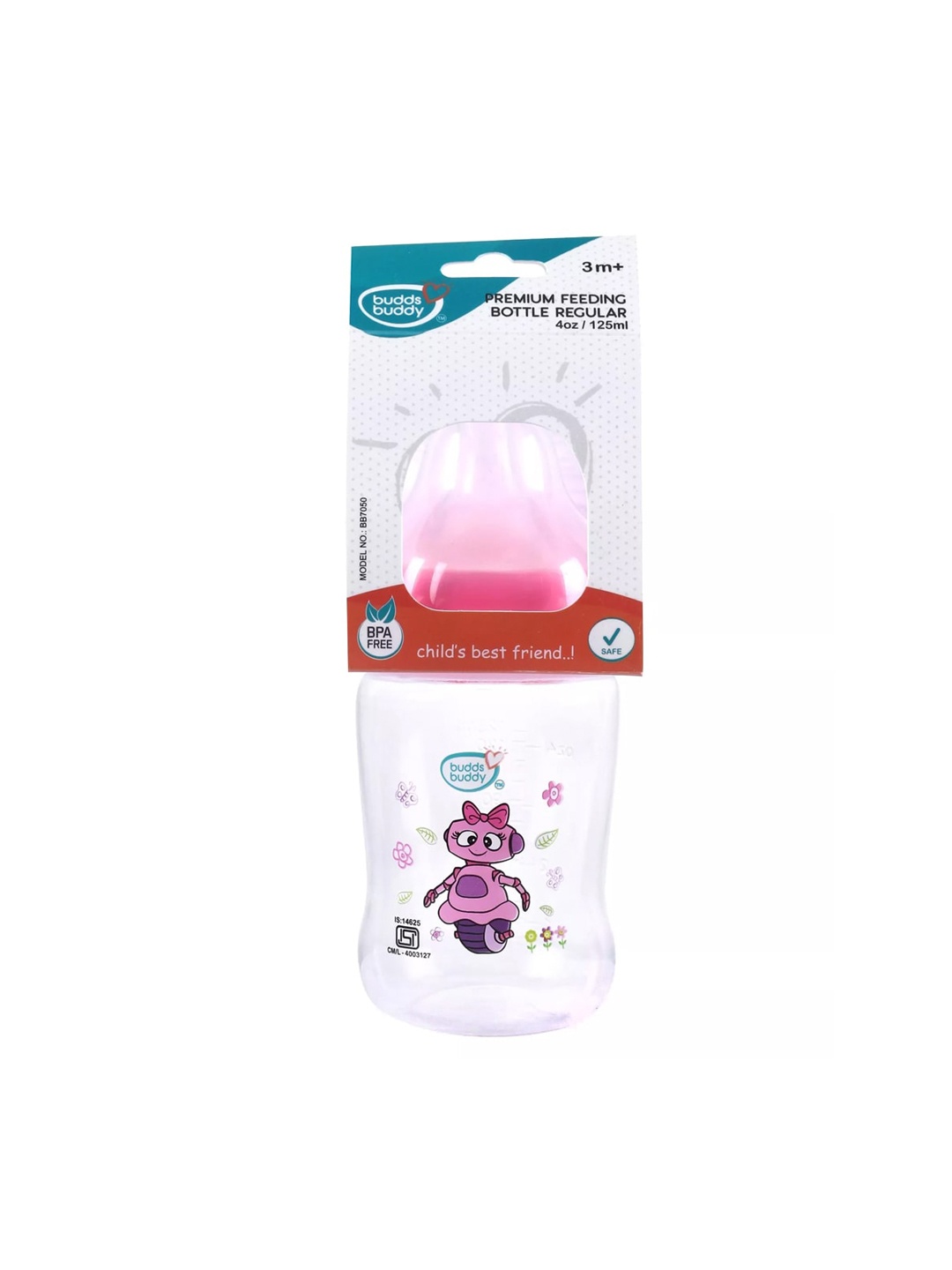 

BUDDSBUDDY Kids Pink & Transparent Feeding Bottle