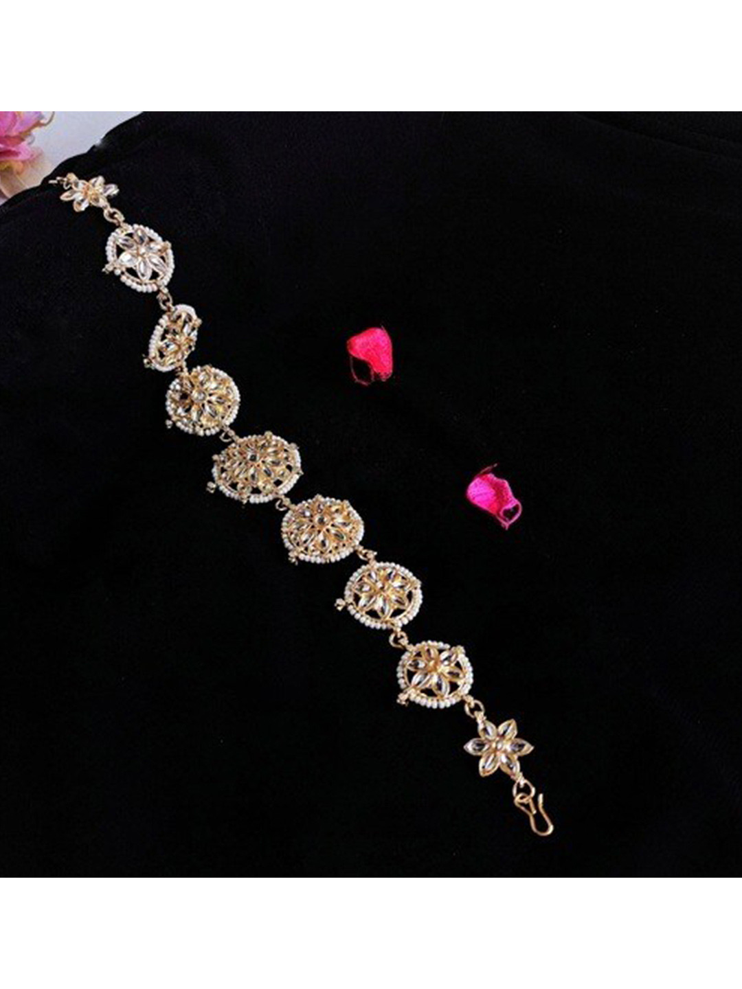 

ANNA CREATIONS Women Gold-Toned & White Beaded Hair Accessory Set