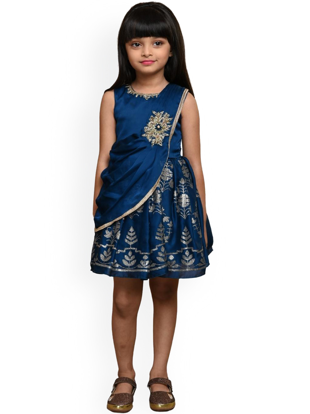 

BETTY Blue Floral Georgette A-Line Dress