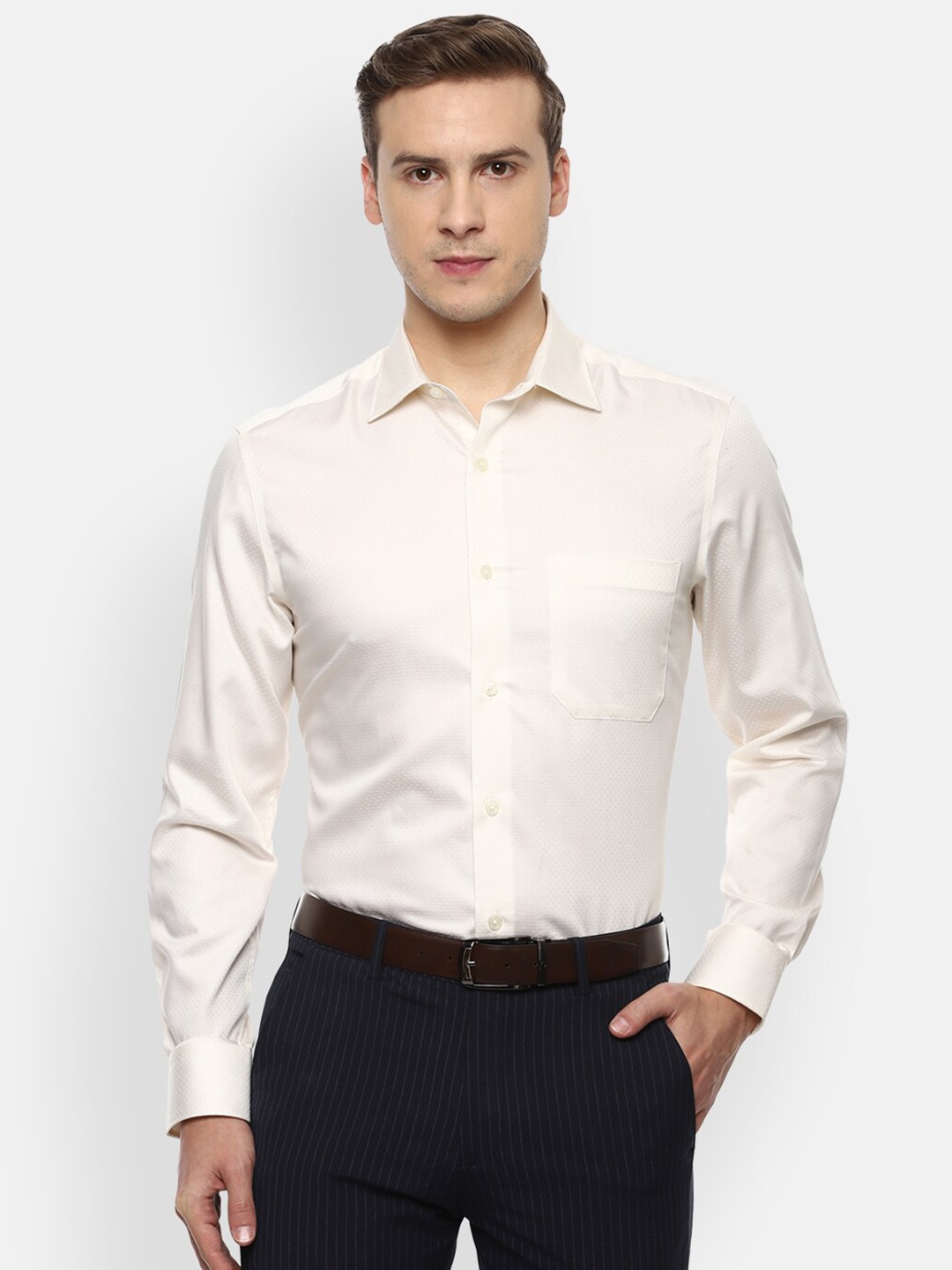 

Louis Philippe Men Cream-Coloured Formal Shirt