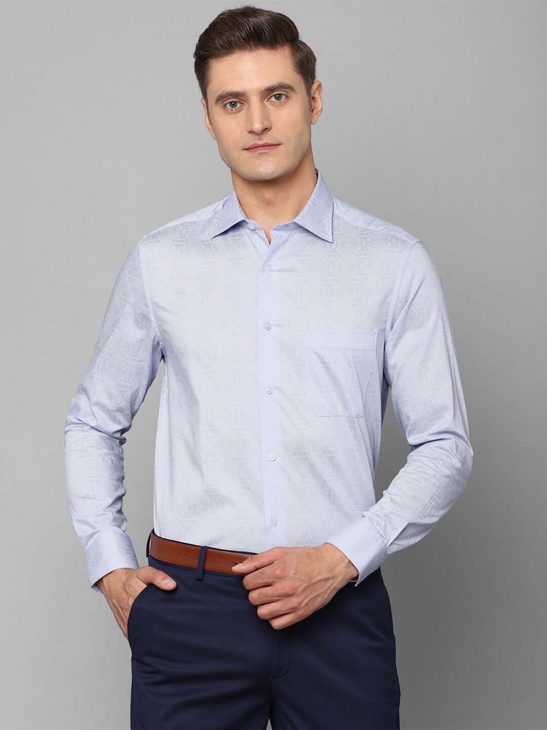 

Louis Philippe Men's Blue Printed Formal Shirt