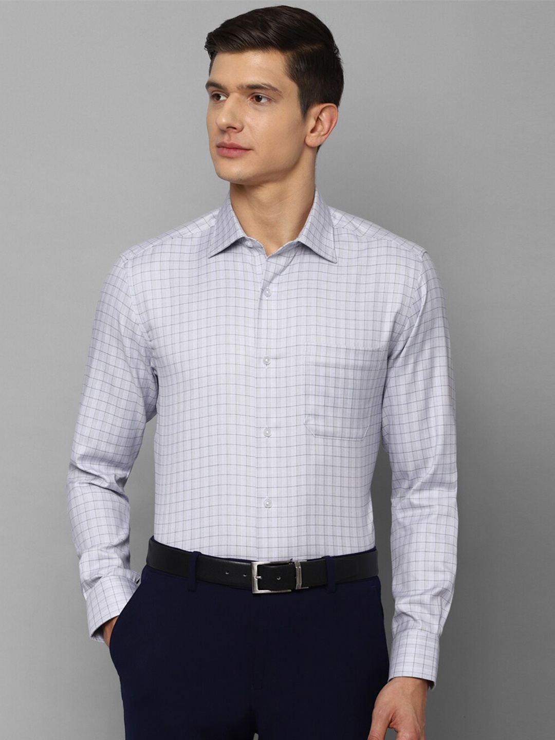 

Louis Philippe Men Blue Grid Tattersall Checks Checked Formal Shirt